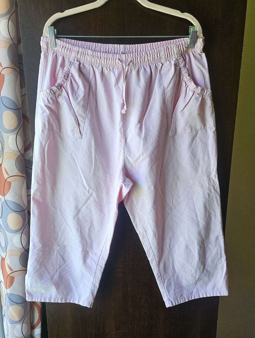 Vintage Salem Straits Elastic Waist Pink Capri Bottoms Size XL